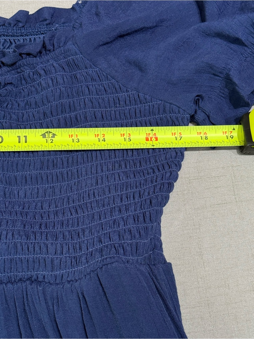 AUW Navy Blue Smocked Mini Dress - Picture 14 of 14